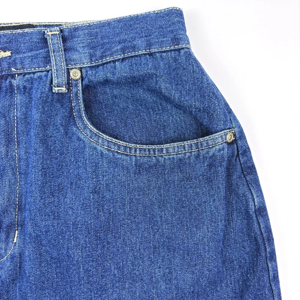 Vtg Y2K Sonoma Denim Skirt Girls Sz 10 Blue Lace Trim Asymetrical Hem Cowboy SEE